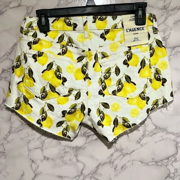 L’AGENCE AUDREY MID RISE SHORT IVORY/YELLOW LEMONS - Picture 7 of 13